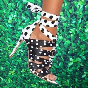 Gianni Bini Polka-dot Black and White Strappy Sandals Size 11 Women